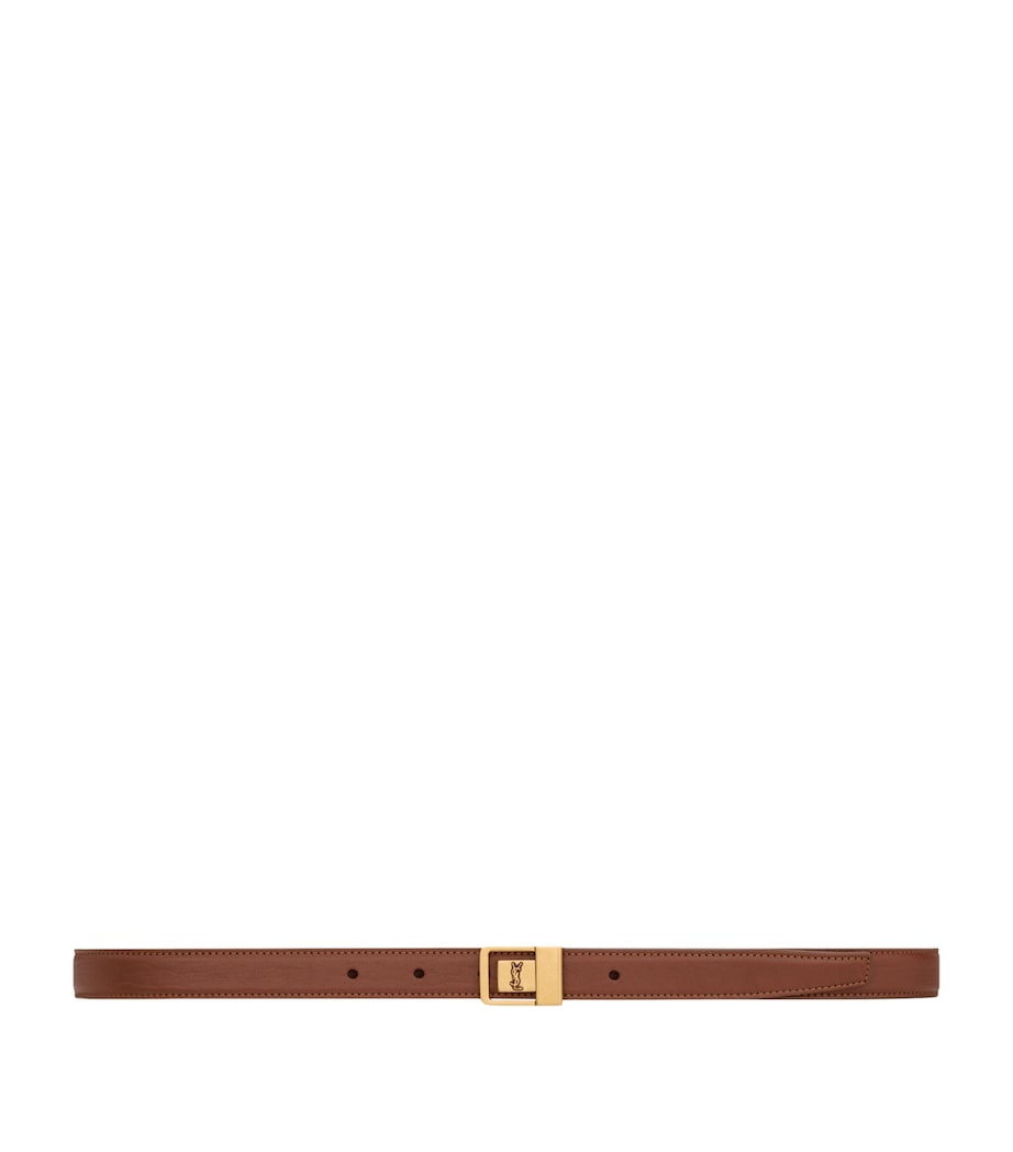 Beige Leather Fine Ceinture Boucle Belt