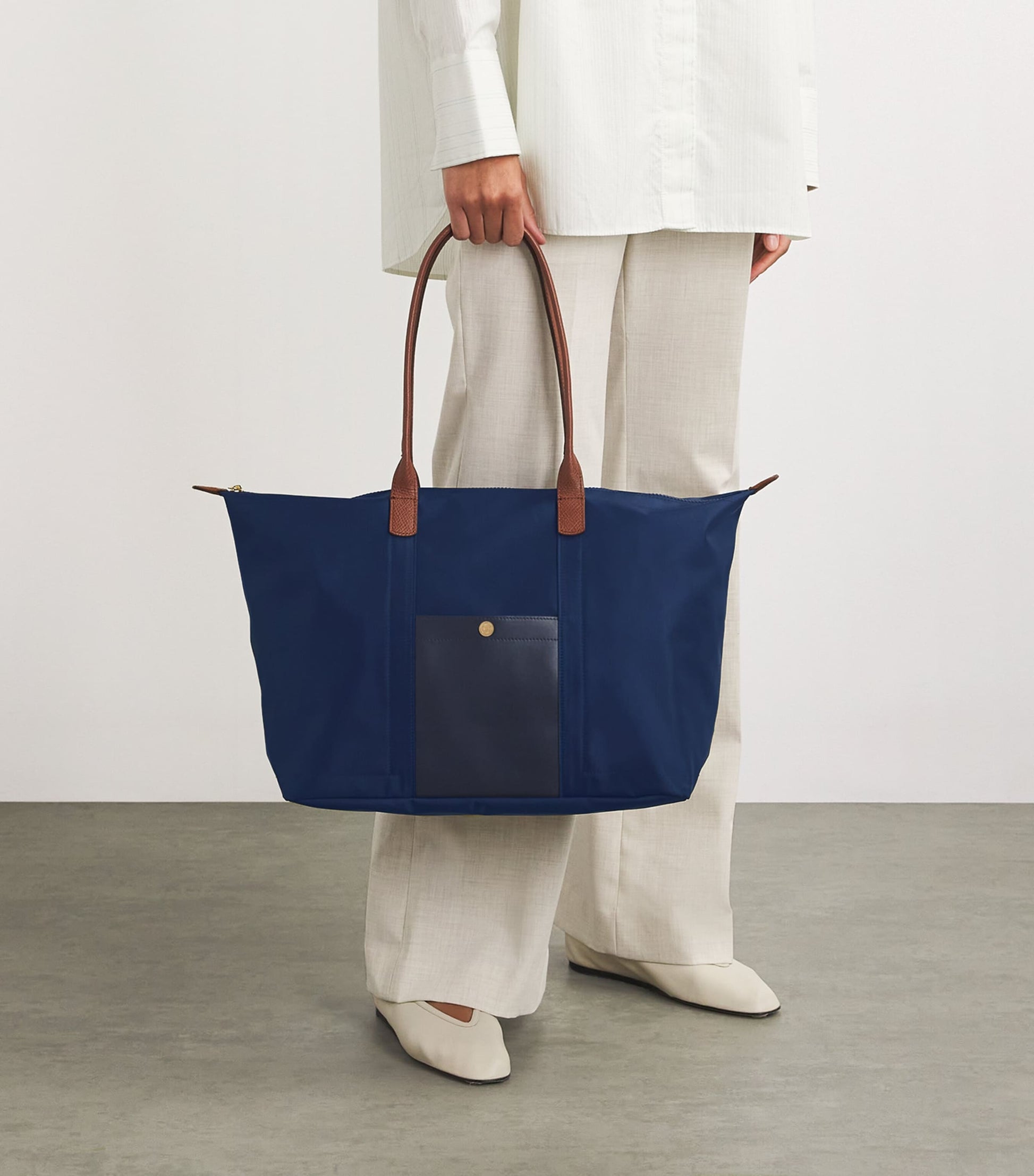 Harrods Navy Medium Nylon Tote Bag