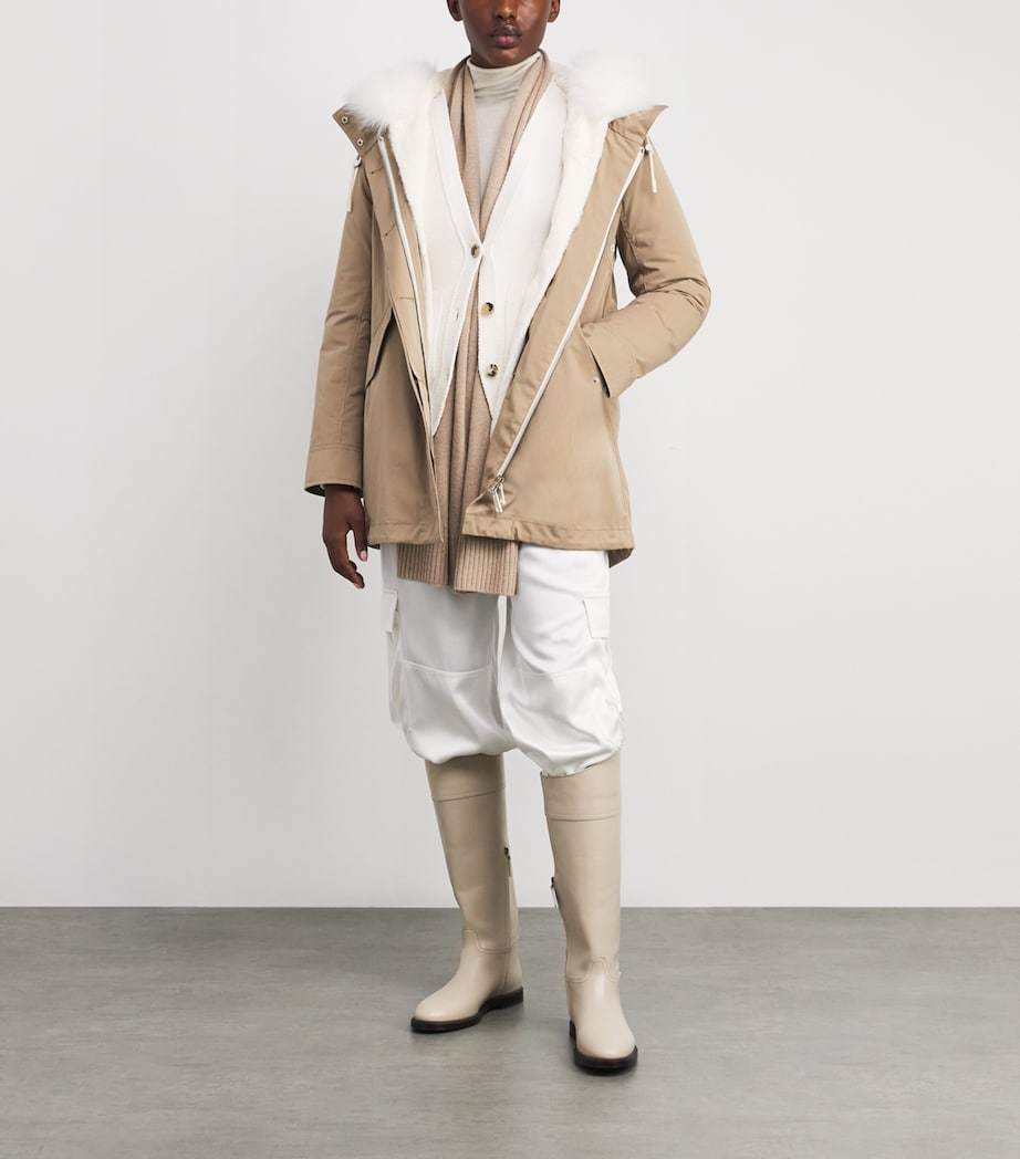 Yellow Fox-Rabbit Blended-Cotton Parka (72cm)