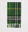 Green Mohair-Wool Check Scarf