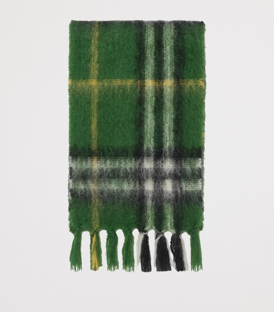 Green Mohair-Wool Check Scarf