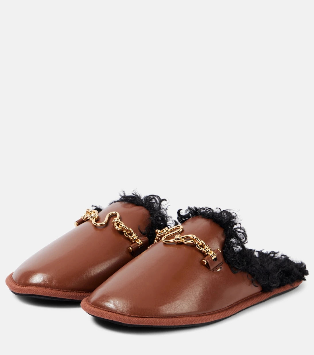 Stella McCartney - Ryder teddy-trimmed faux leather mules
