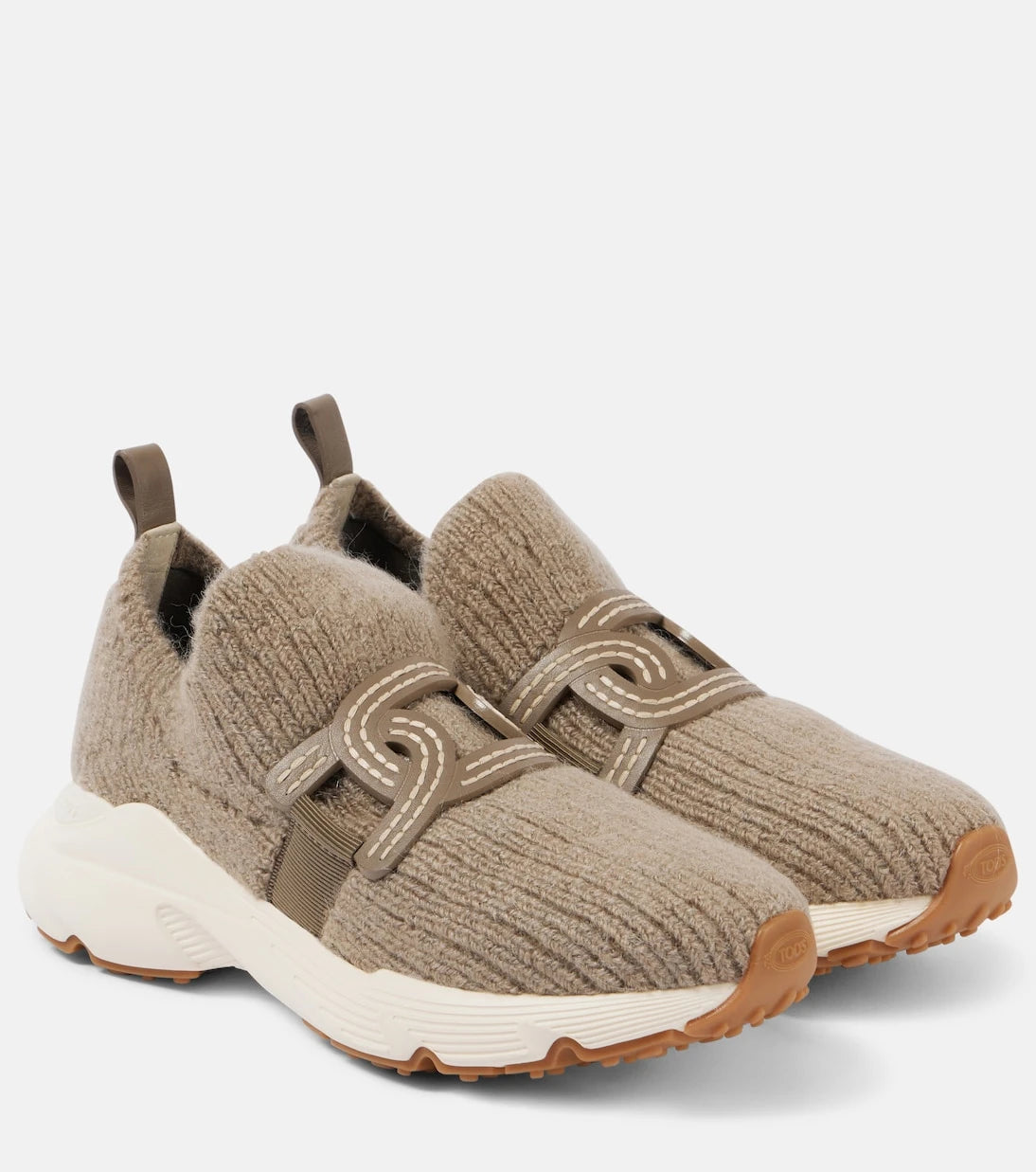 Tod's - Leather-trimmed knit sneakers