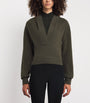 Green Wool Long-Sleeve Cropped Hoodie