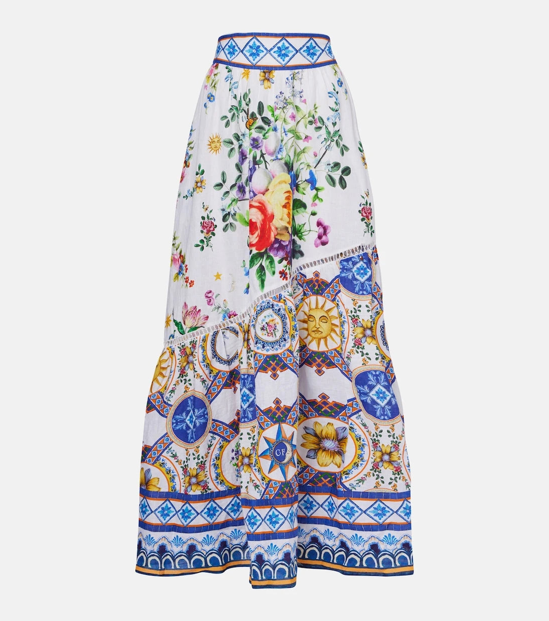 Camilla - Printed linen maxi skirt