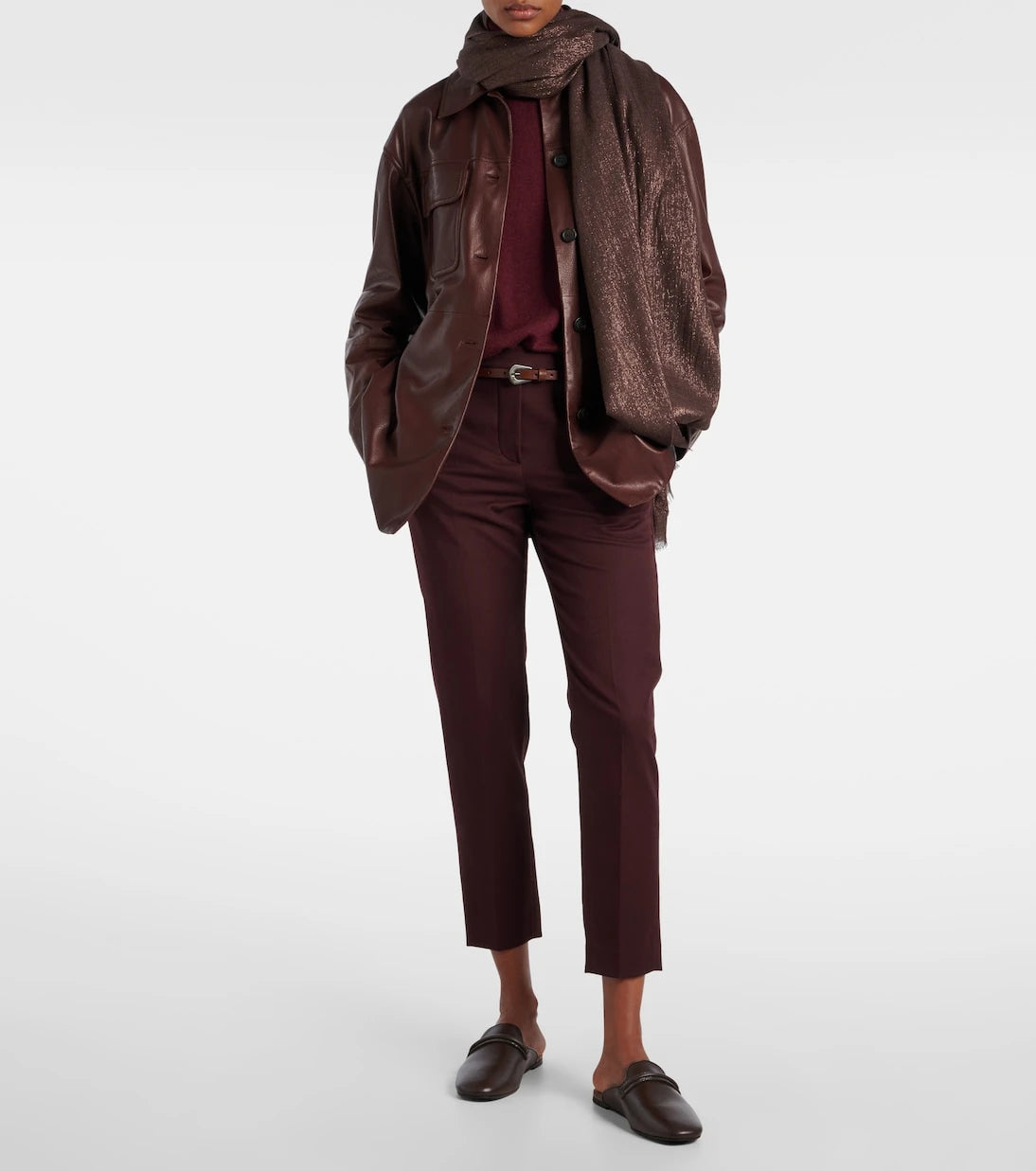 Brunello Cucinelli - Monili cropped cotton-blend slim pants