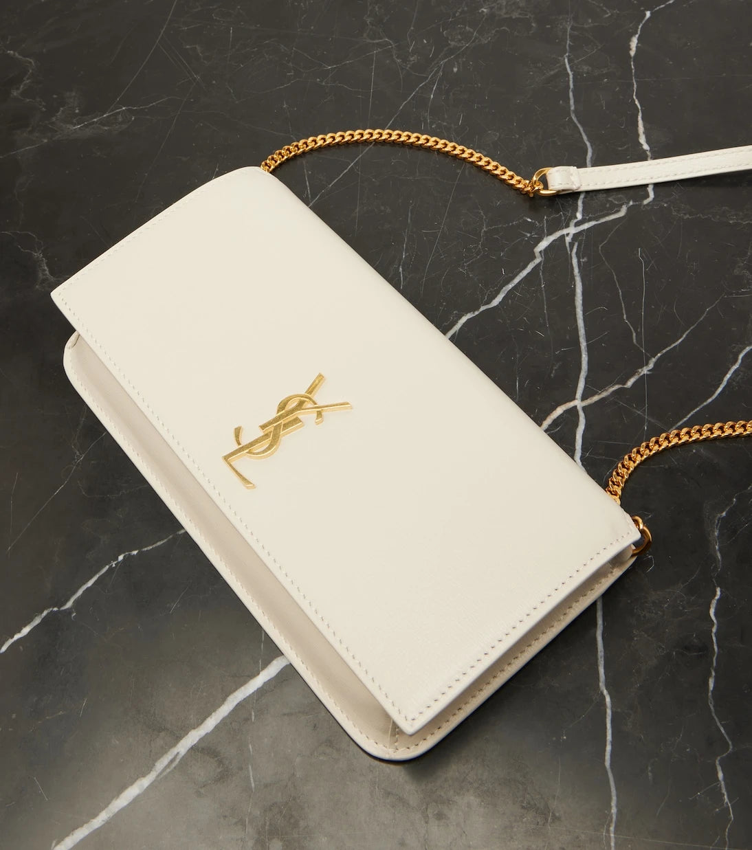 Saint Laurent - Cassandre Mini leather phone pouch