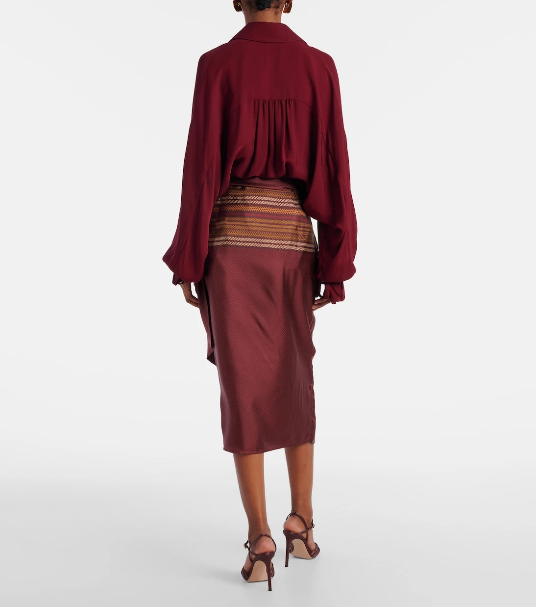 Max Mara - Edro striped silk wrap skirt