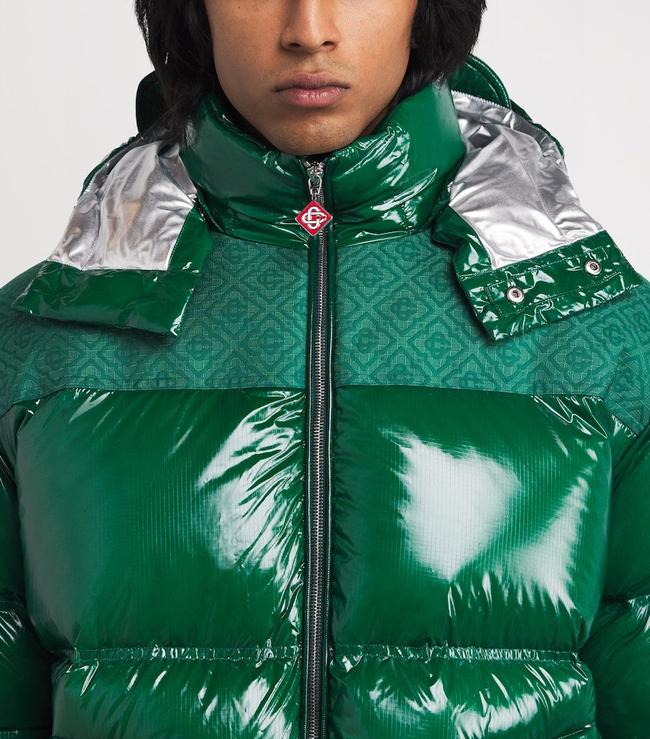 Green Down Monogram Puffer Jacket