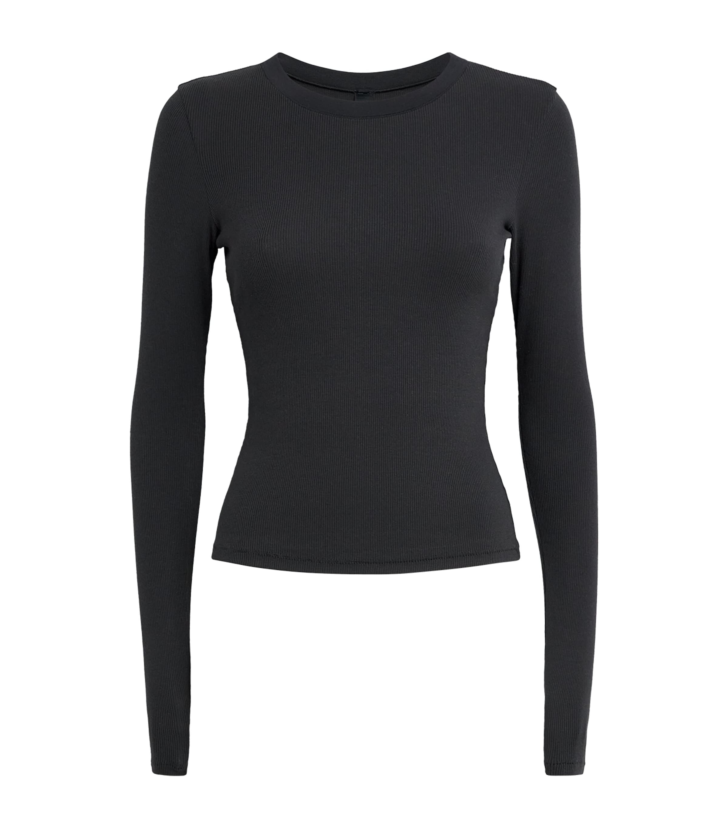 Skims Black Cotton-Blend Long-Sleeve T-Shirt