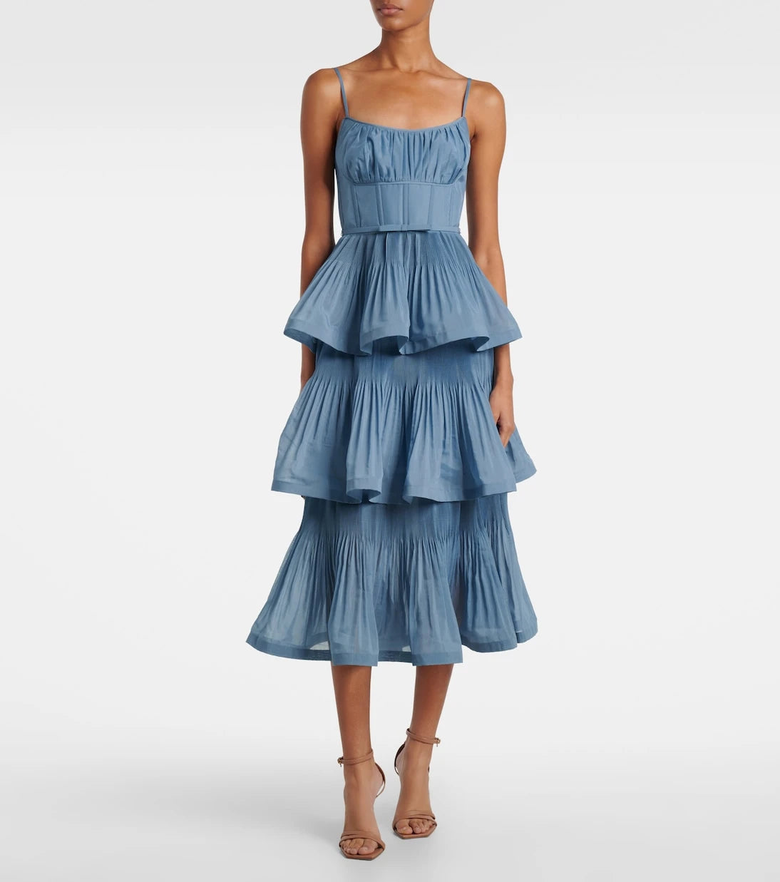Zimmermann - Ruched tiered bustier dress