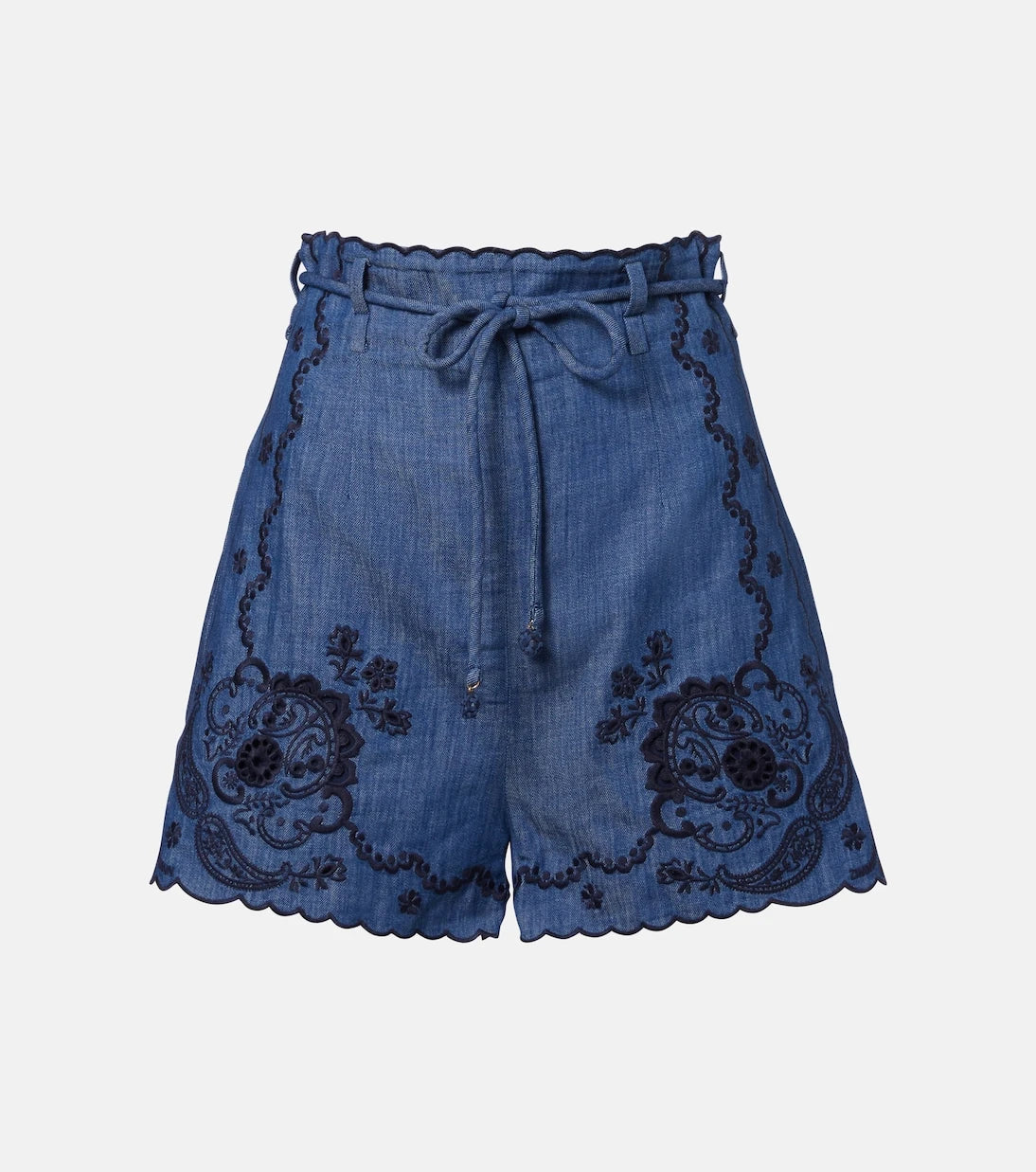 Zimmermann - Aster embroidered denim shorts