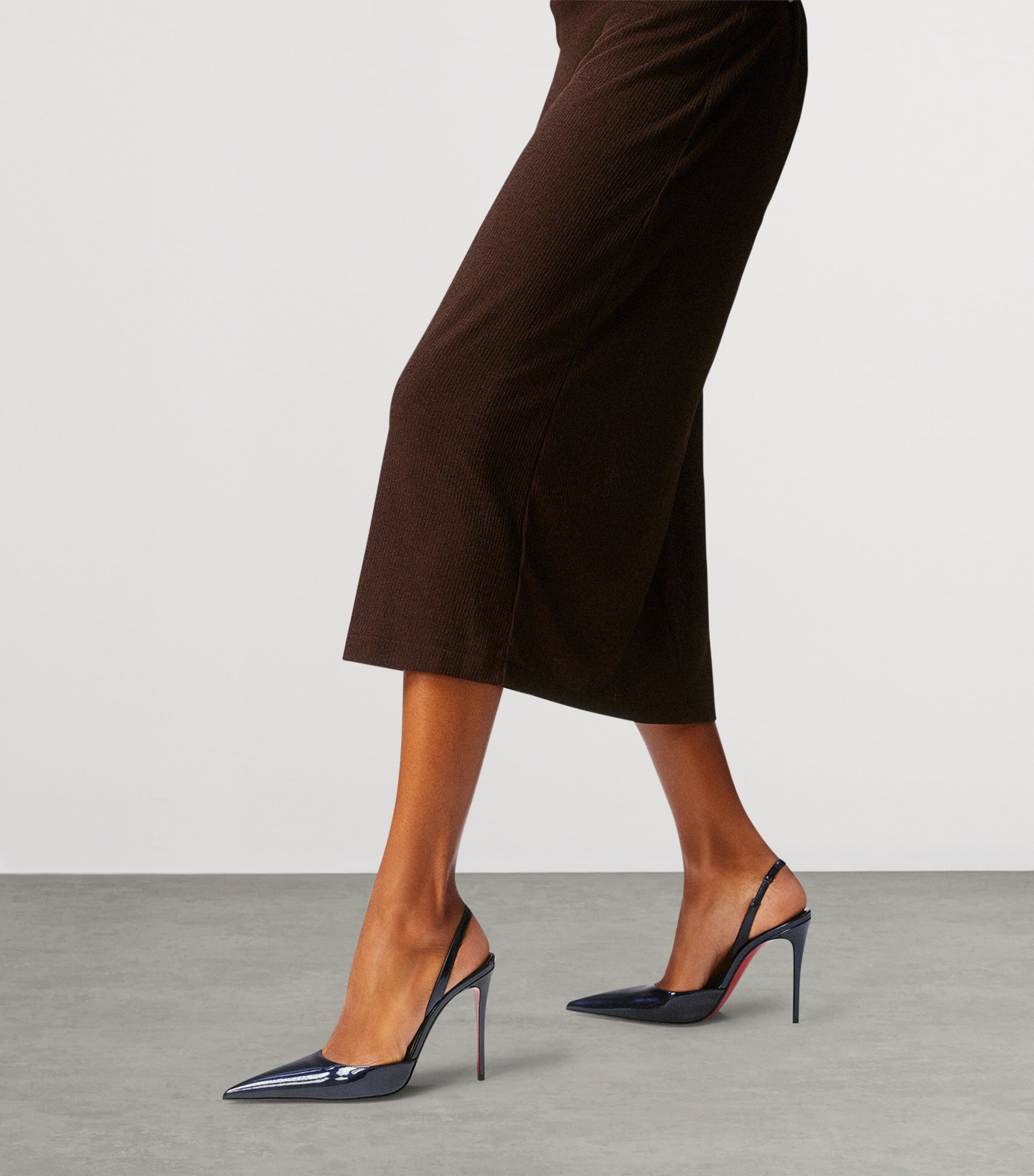 Navy Kate Max Sling Patent Leather Pumps 100