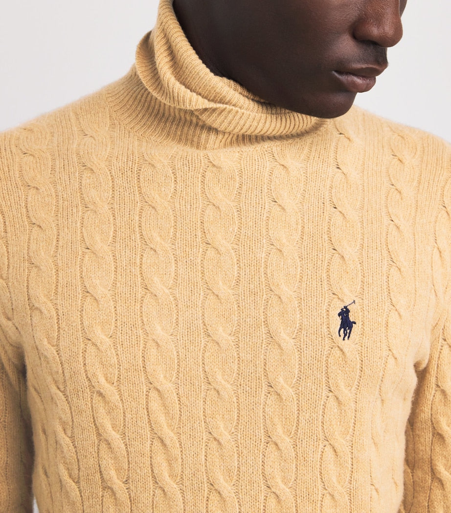 Polo Ralph Lauren Brown Wool-Cashmere Rollneck Sweater