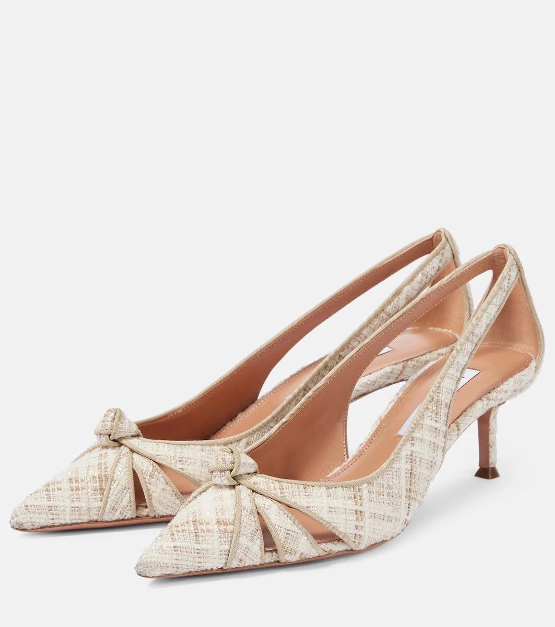 Aquazzura - حذاء "بريمير 50" من التويد بتصميم مقطع