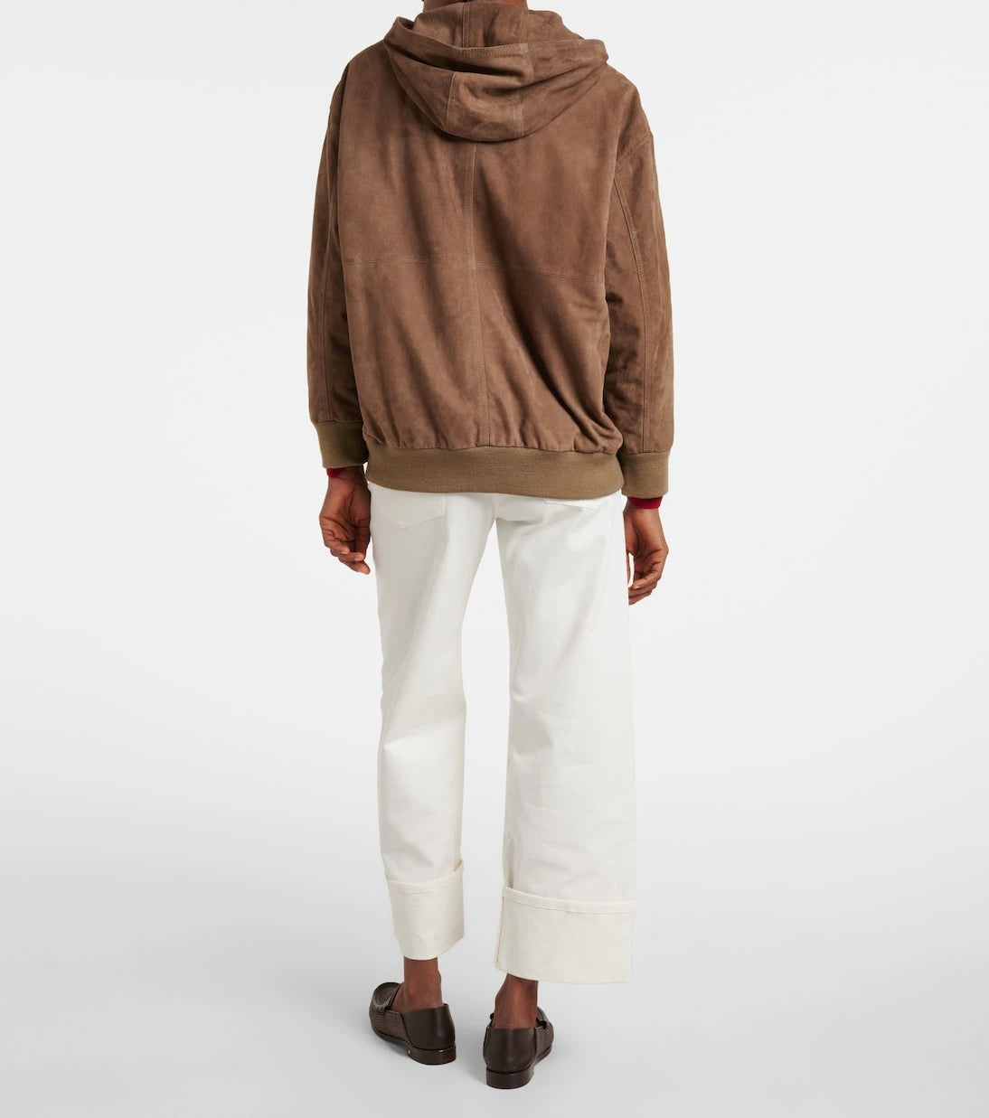 'S Max Mara - سترة بغطاء رأس من الشامواه بسحاب