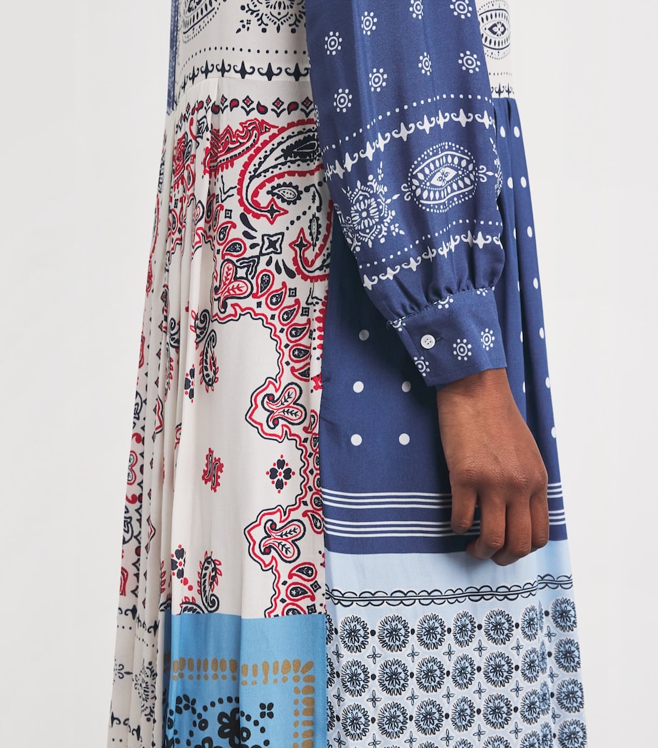 Weekend Max Mara Blue Patchwork Print Midi Dress