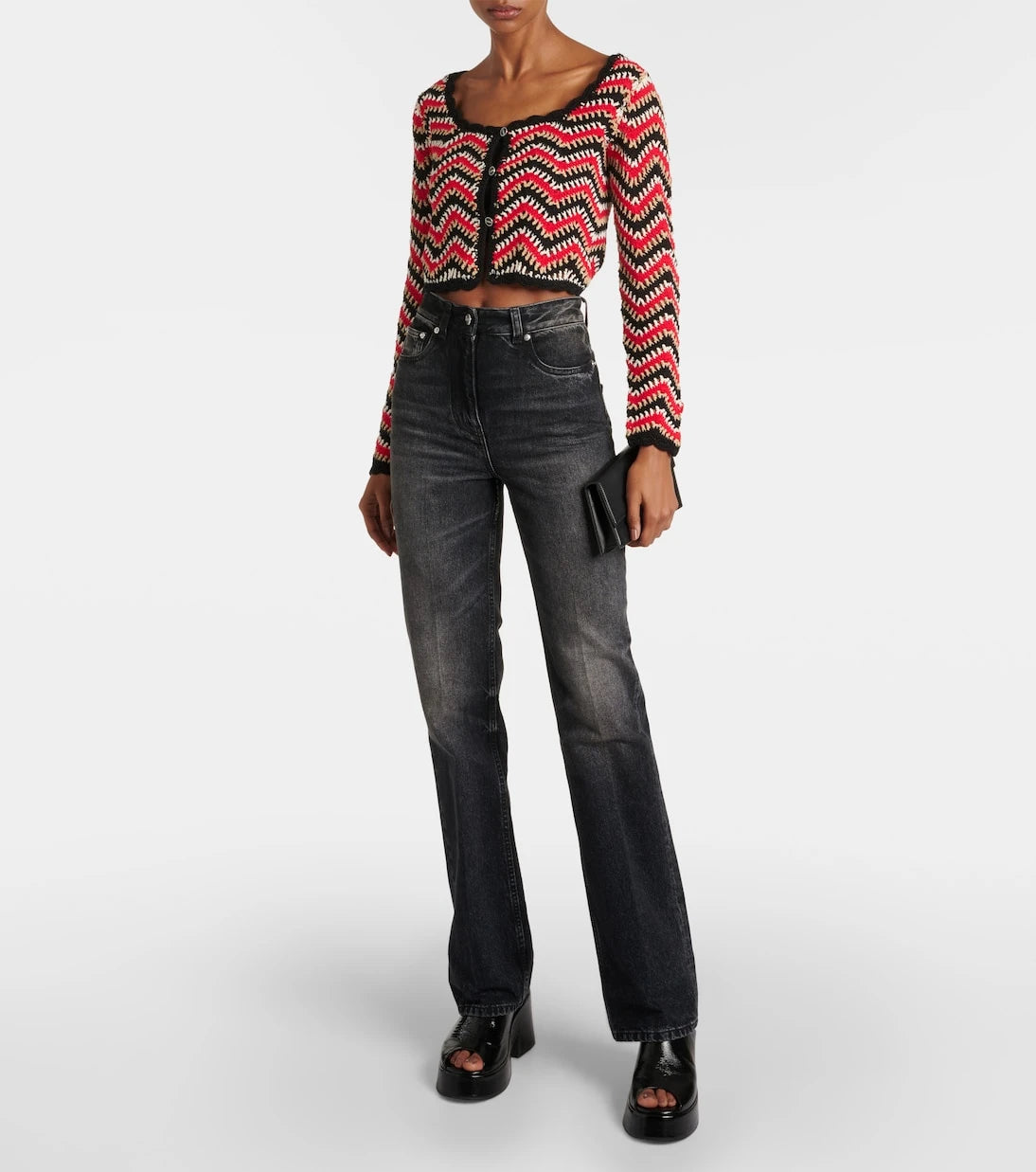 Ganni - Crochet cropped cotton cardigan