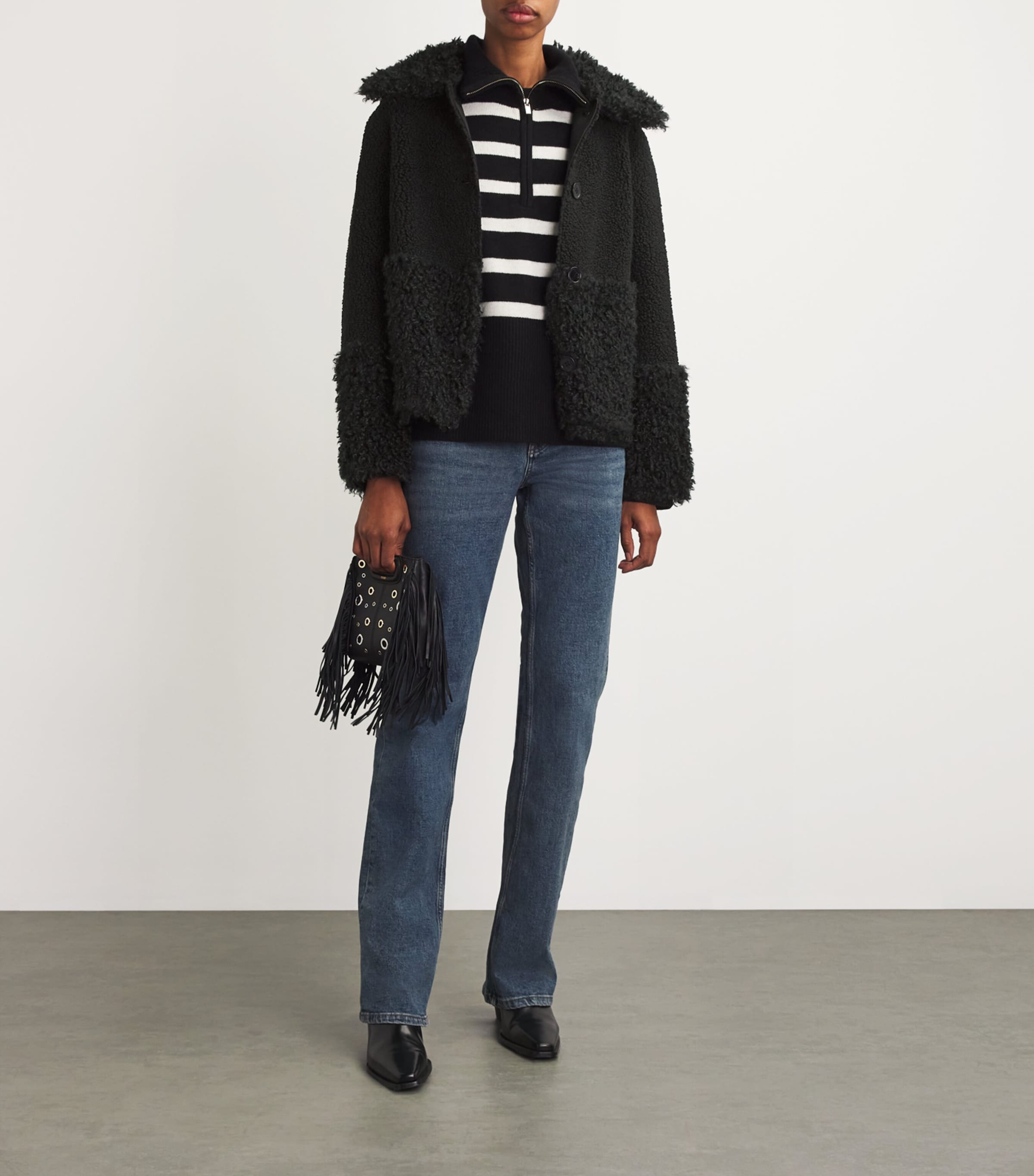 Black Faux-Shearling Jacket