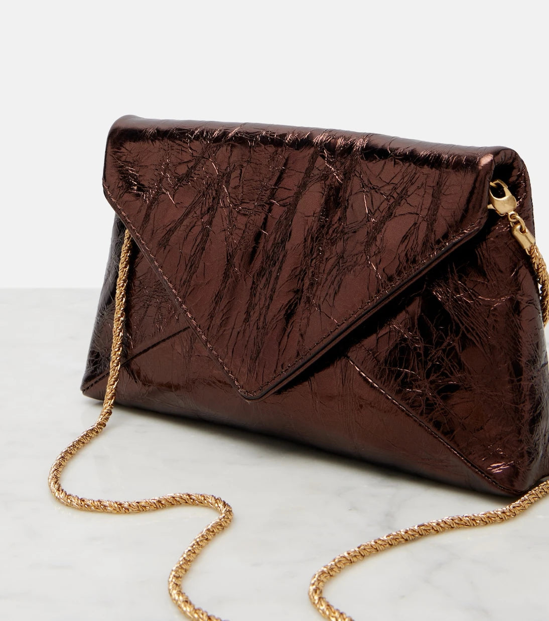 Dries Van Noten - Small metallic leather clutch