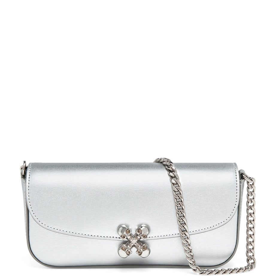 Small Leather Skull Flower Cross-Body Bag