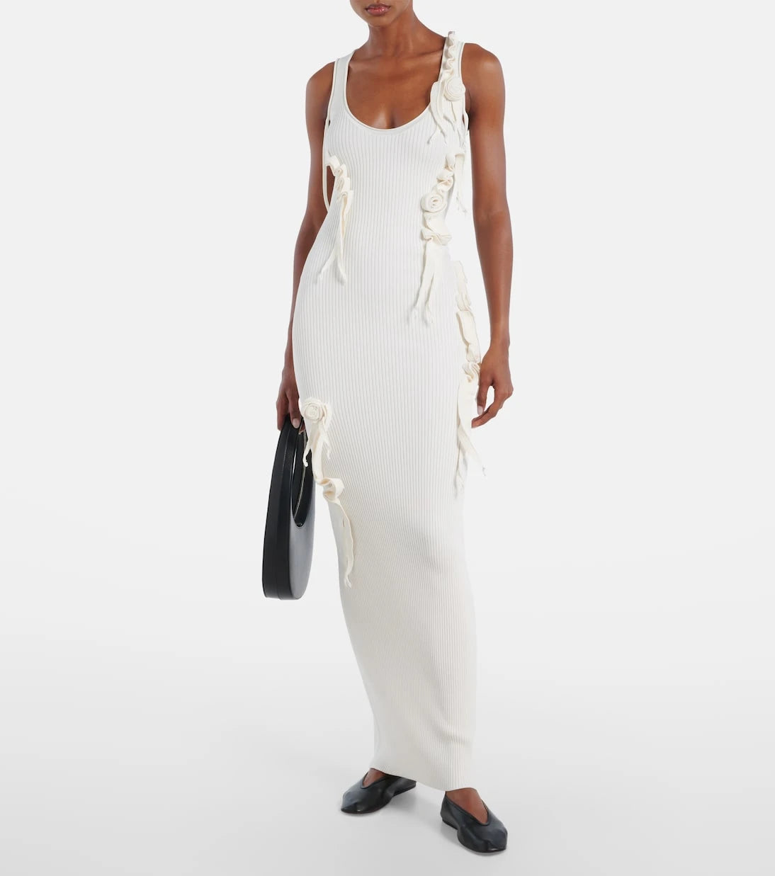 Coperni - Floral-appliqué ribbed-knit maxi dress