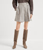 Brunello Cucinelli Brown Techno Linen Stripe Shorts