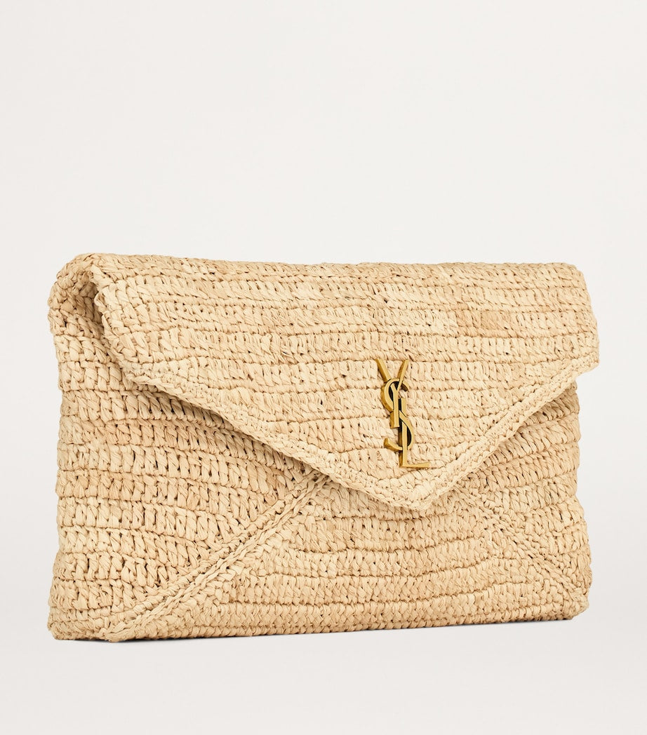 Saint Laurent Brown Raffia Cassandre Envelope Pouch