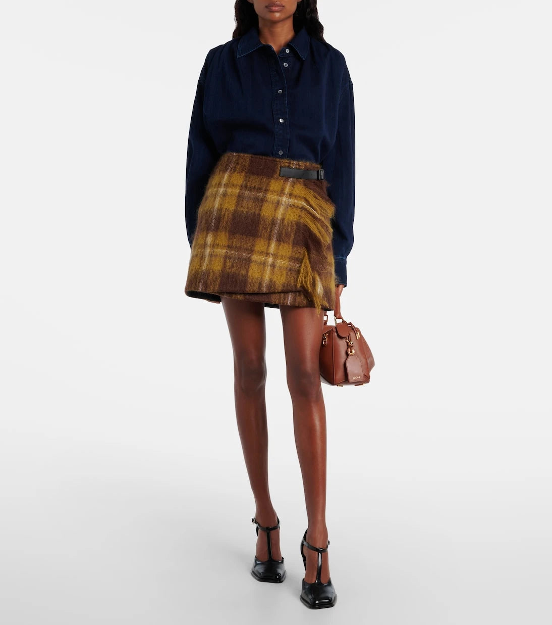 Loewe - Checked mohair and wool miniskirt