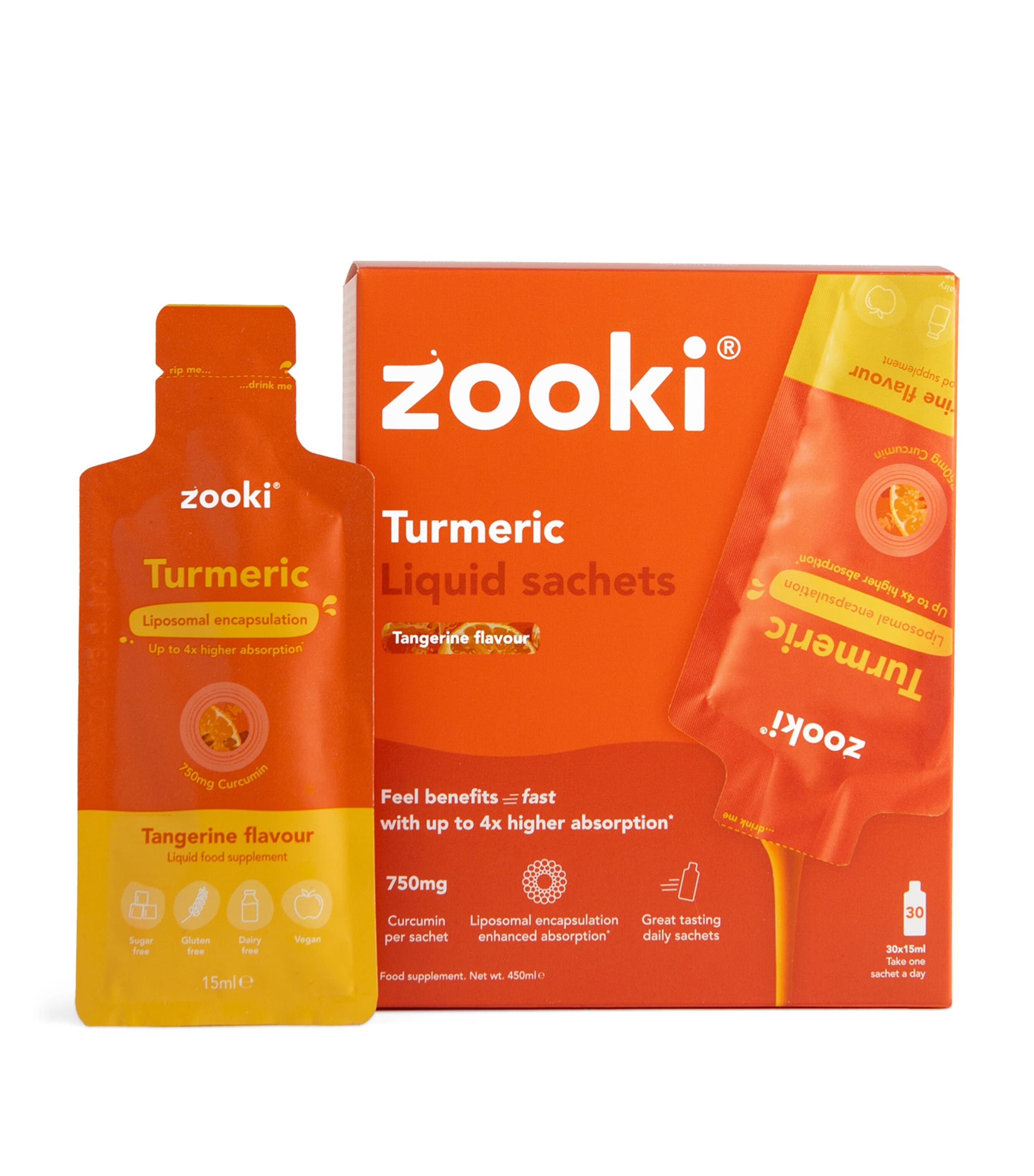 YourZooki Liposomal Turmeric 750mg Liquid Sachets (Pack of 30)