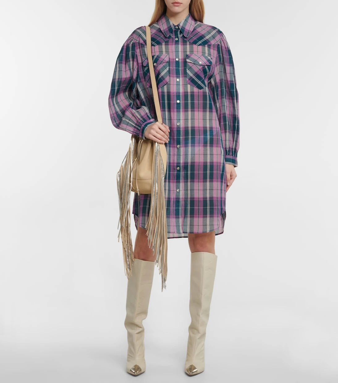Marant Etoile - Britany checked cotton shirt dress
