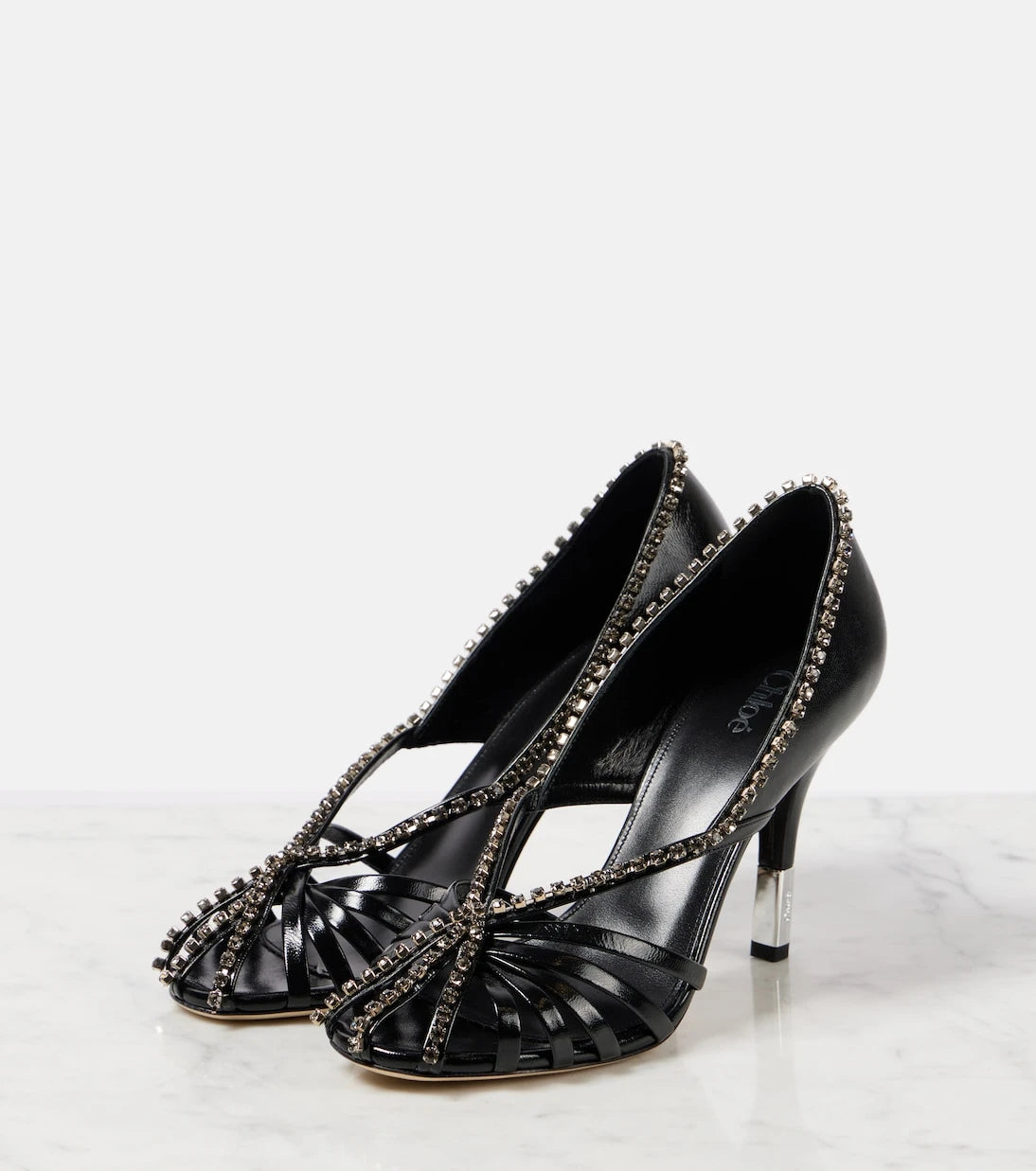 Chloé - Leonie embellished leather pumps