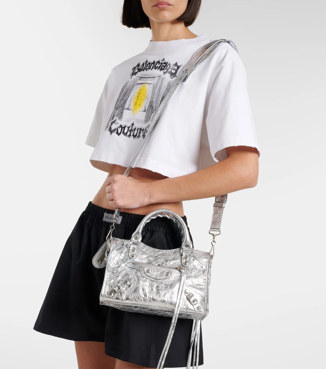 Balenciaga - Le City Small metallic leather tote bag