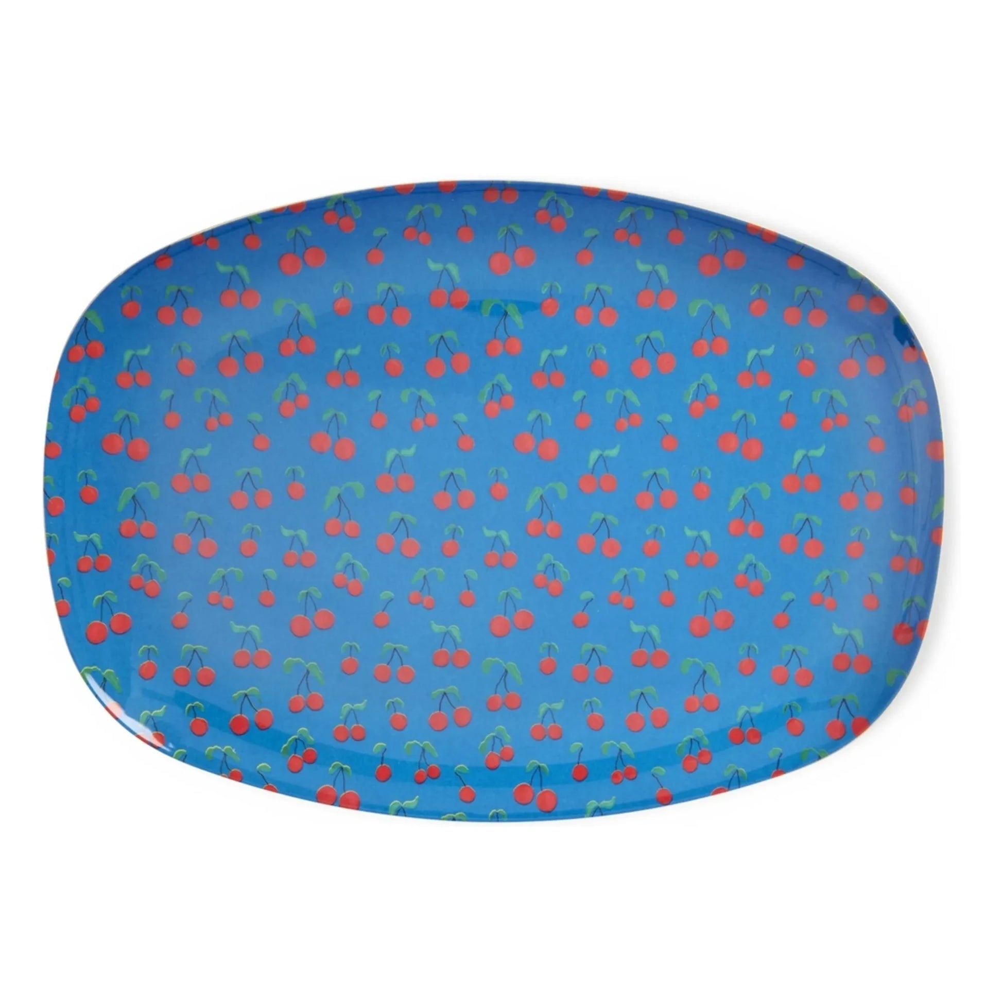Rice - Cerises rectangular melamine plate | Royal blue
