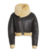 Shearling-Trim Aviator Leather Jacket