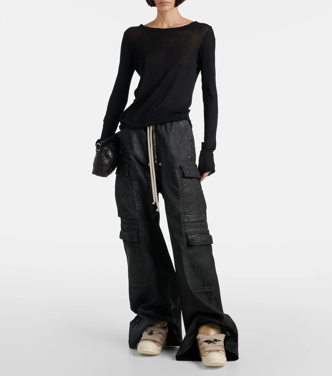 Rick Owens - Jumbolace metallic leather sneakers
