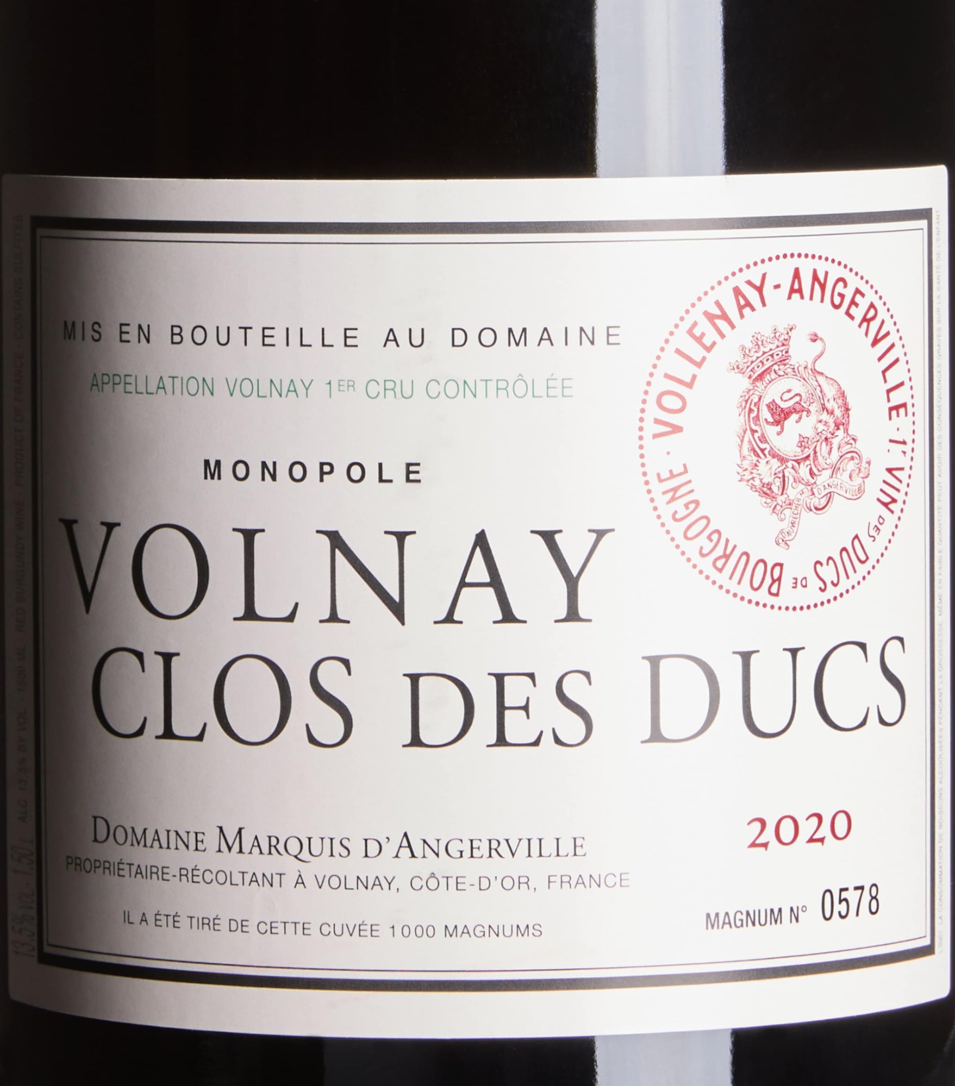 Domaine Marquis d'Angerville Clos des Ducs Volnay Premier Cru 2020 (150cl) - Burgundy, France