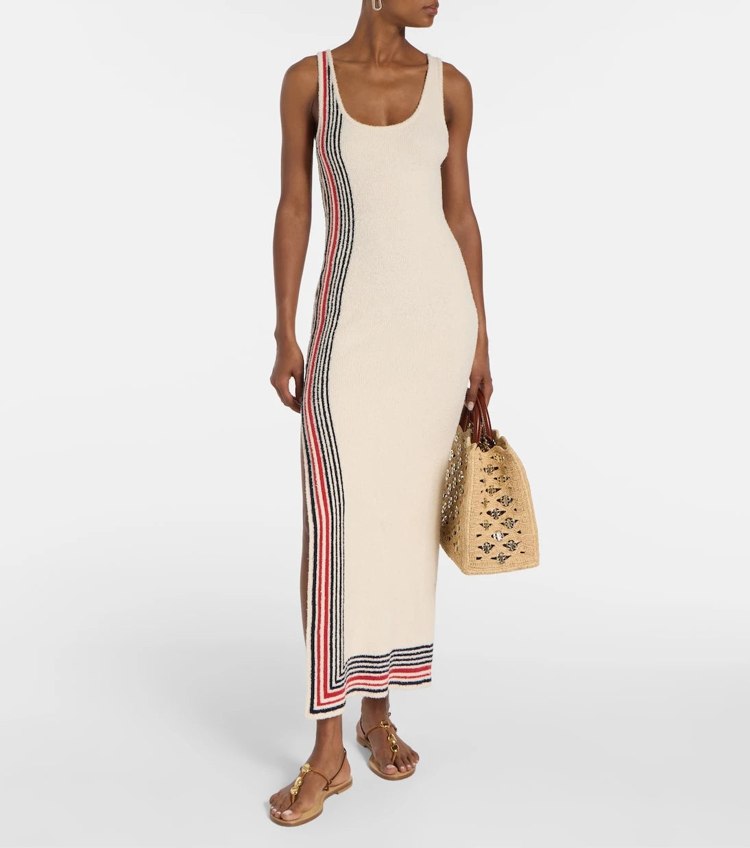 Rabanne - Striped cotton-blend terry midi dress