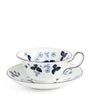 Wild Strawberry Inky Blue Teacup and Saucer
