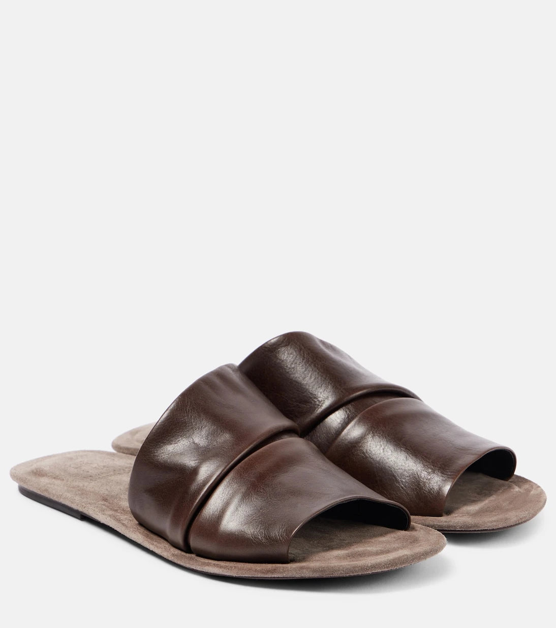 Brunello Cucinelli - Ruched leather slides