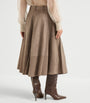 Brown Suede Midi Skirt