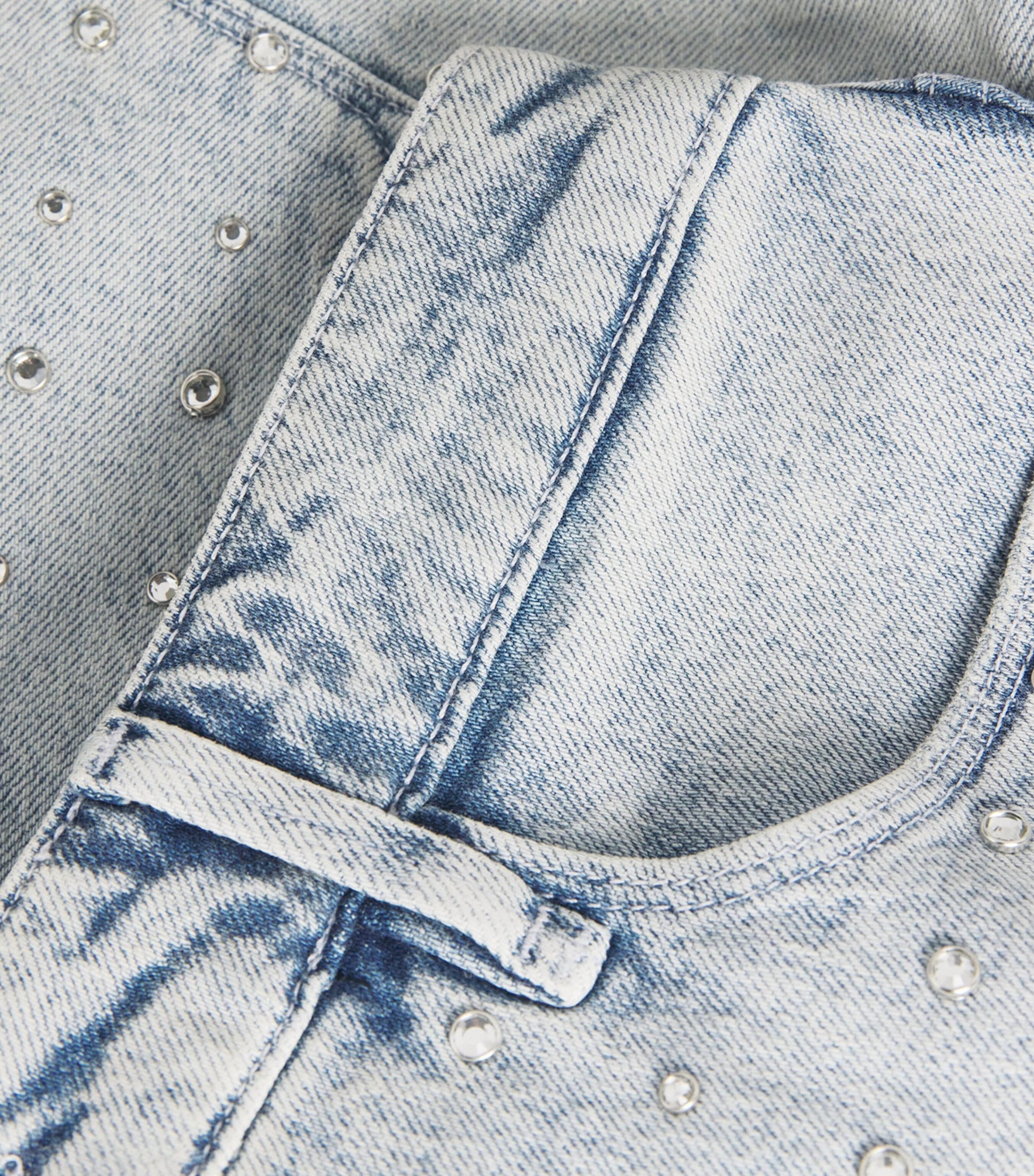 Good American Blue Distressed Crystal Denim Shorts