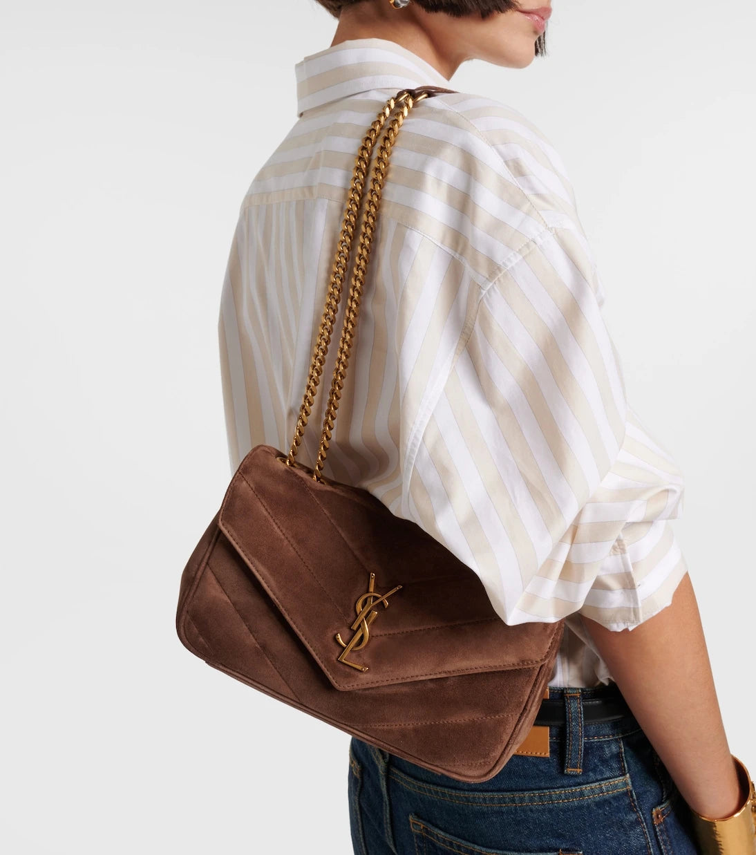 Saint Laurent - Loulou Small matelassé suede shoulder bag