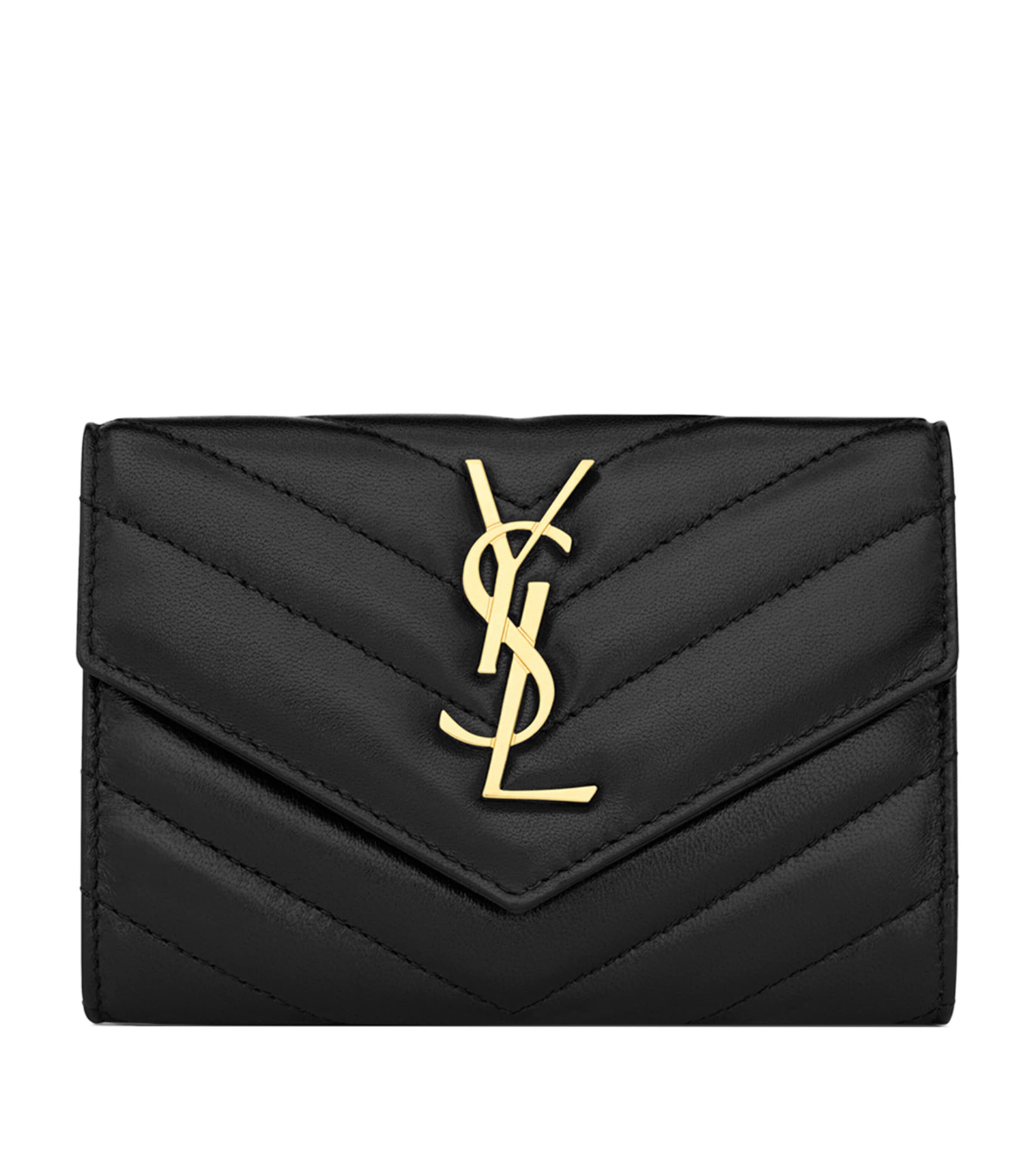 Saint Laurent Black Small Monogram Matelassé Envelope Wallet