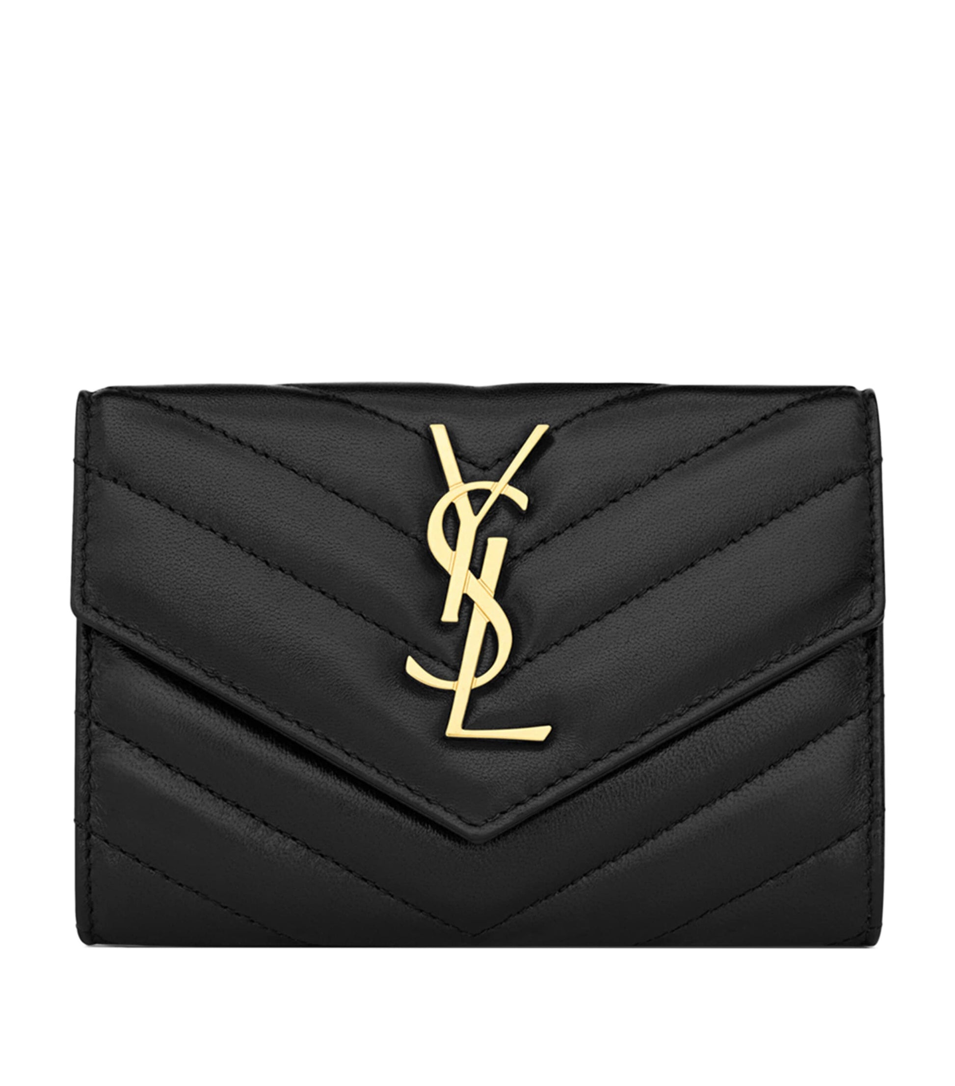 Saint Laurent Black Small Monogram Matelassé Envelope Wallet