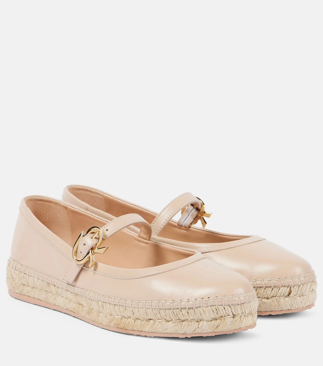 Gianvito Rossi - Deri ve rafya espadriller