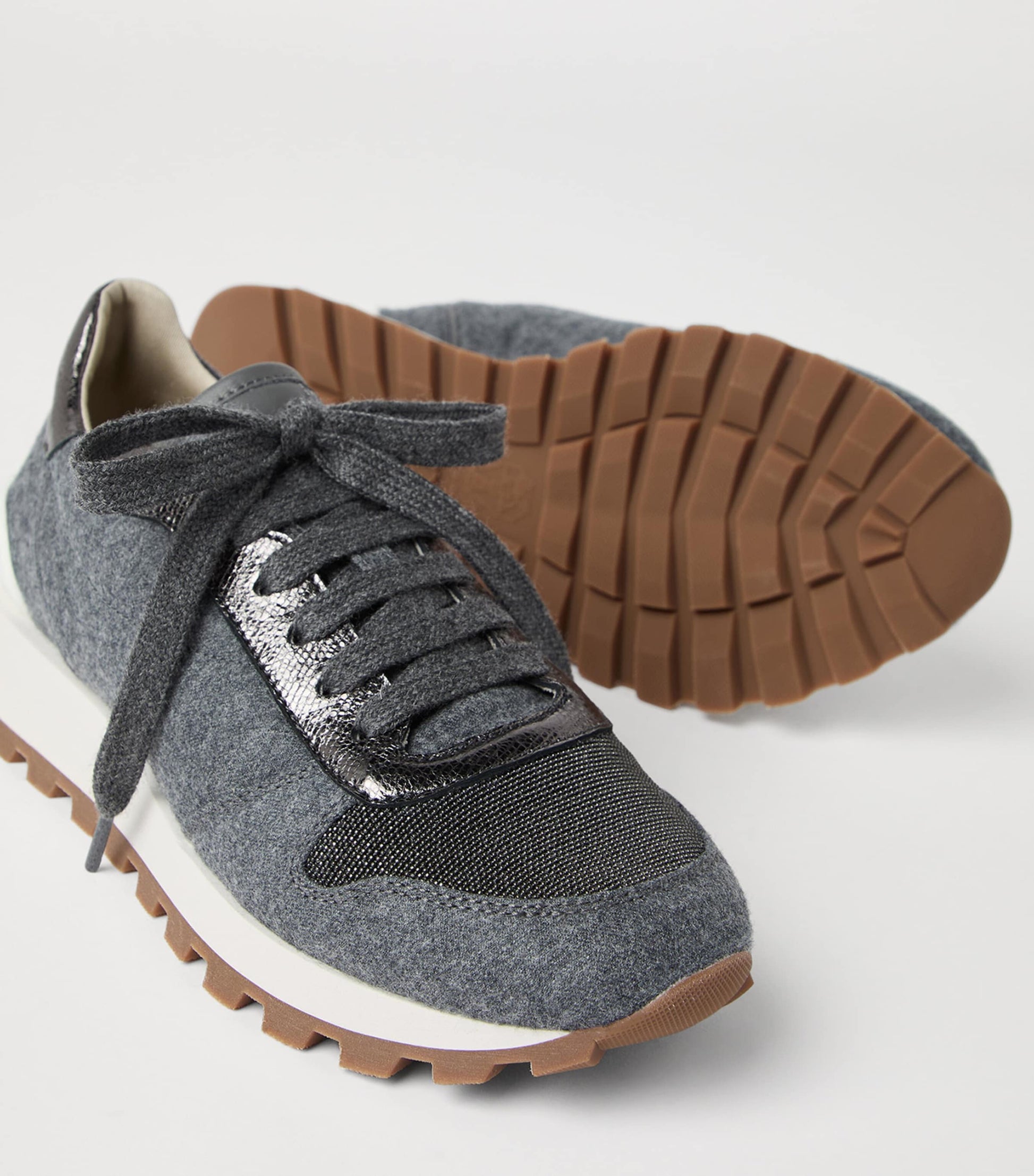 Brunello Cucinelli Grey Virgin Wool Sneakers