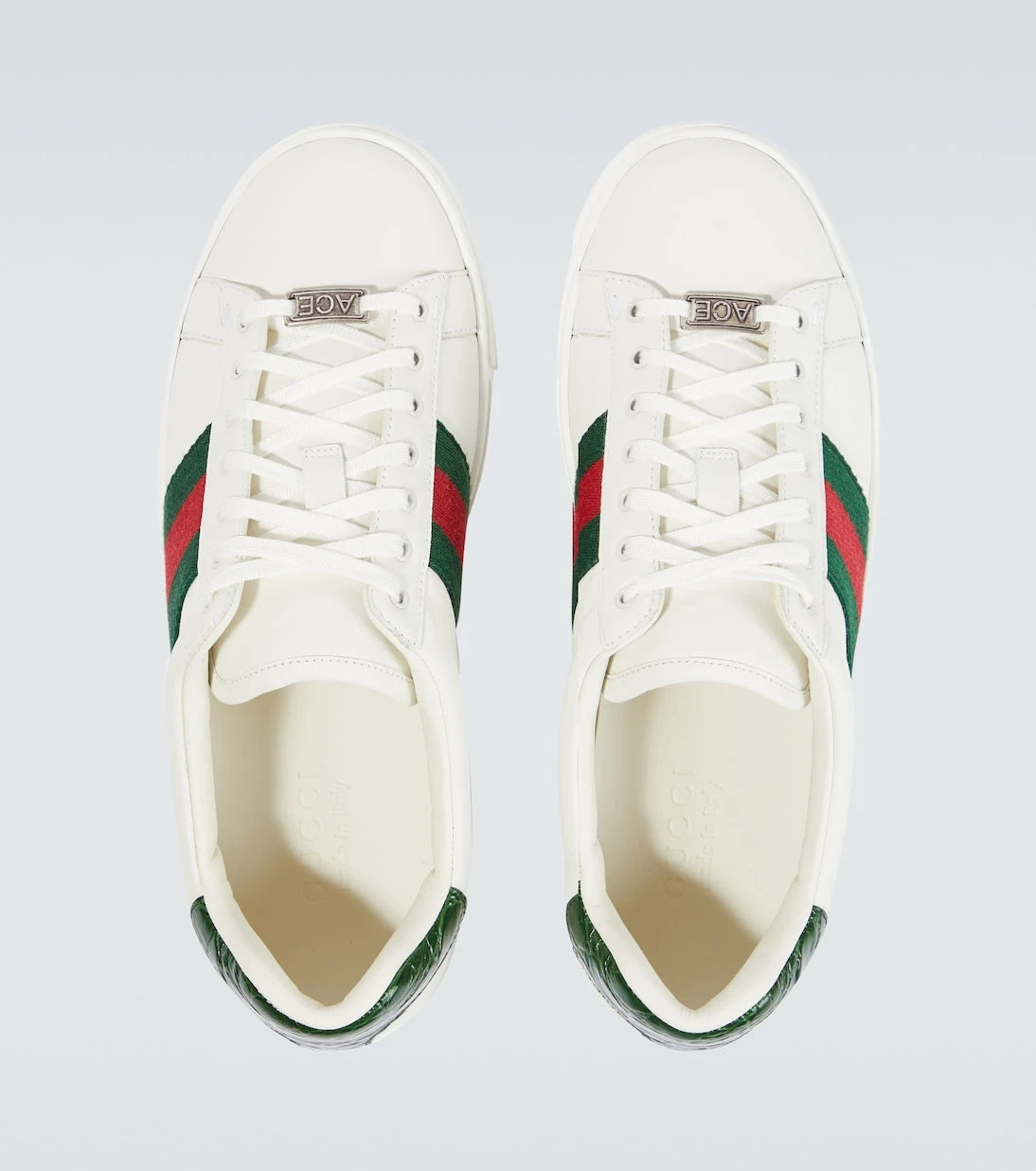 Gucci - Ace Web Stripe leather sneakers