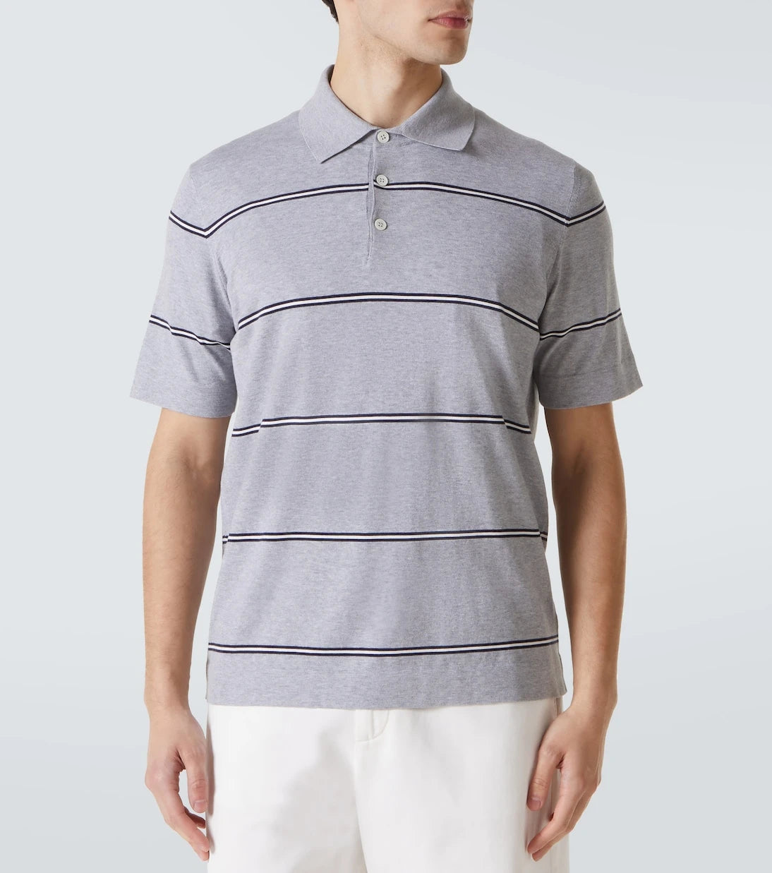 Brunello Cucinelli - Striped cotton polo shirt