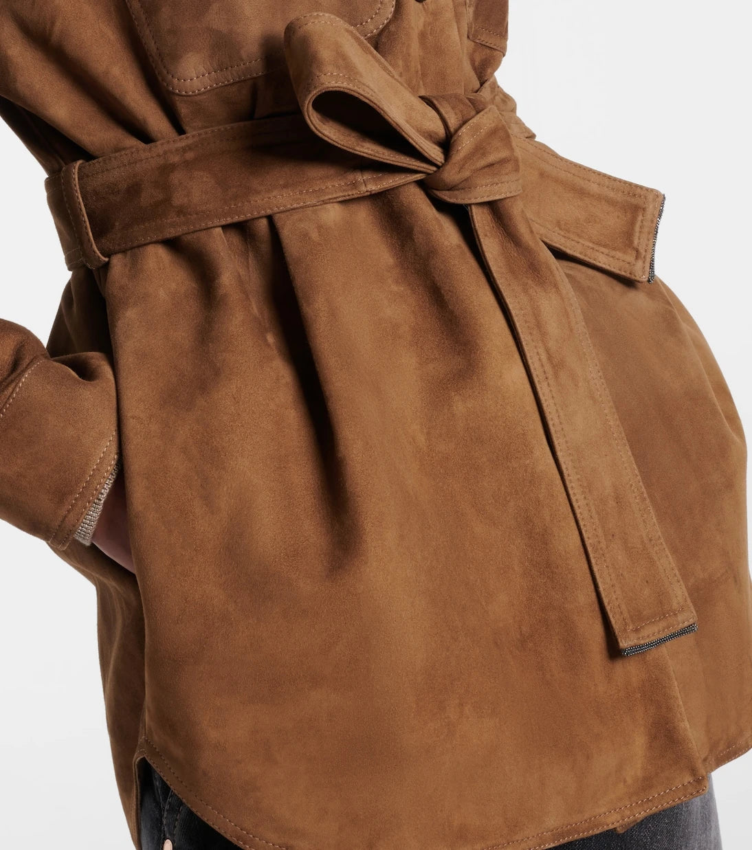 Brunello Cucinelli - Belted suede field jacket